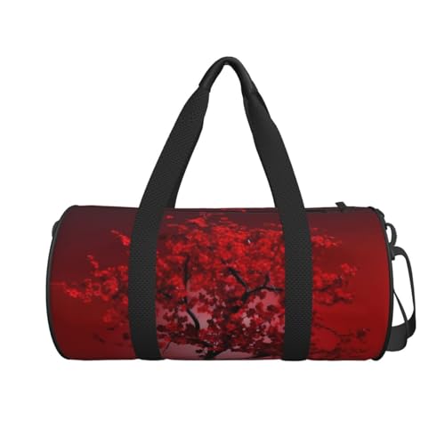Travel Bag For Women,Red Cherry Blossom Print Personal Item Duffle Bags,Weekend Travel Duffel Tote Bag,Travel Sport Gym Bag For Men,Airplane Travel Essentials For Flying2
