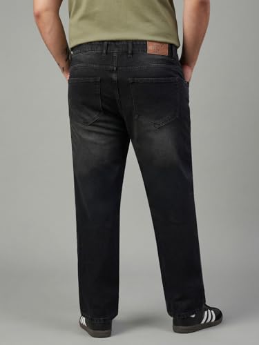 Image of Urbano Plus Men's Relaxed Fit Washed Denim Jeans Non-Stretchable