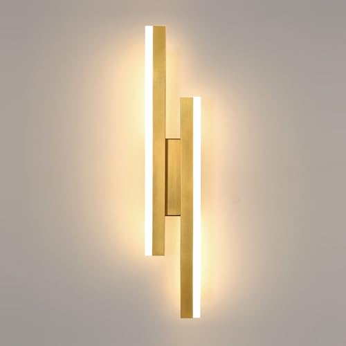 Comely Aplique Pared Interior LED, 3 Colores Lámpara de Pared Moderna 16W, Oro Ajustable Apliques Luz Pared Interior para Sala de Estar Dormitorio Escaleras Pasillo, 3000K/4000K/6500K