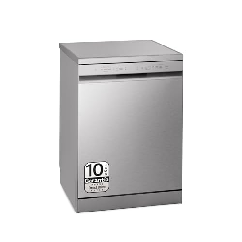 LG DF243FV - Lavavajillas con Función Quadwash, Sistema EasyRack, Sistema Autodiagnóstico, Clasificación D, 14 L, Inox Antihuellas