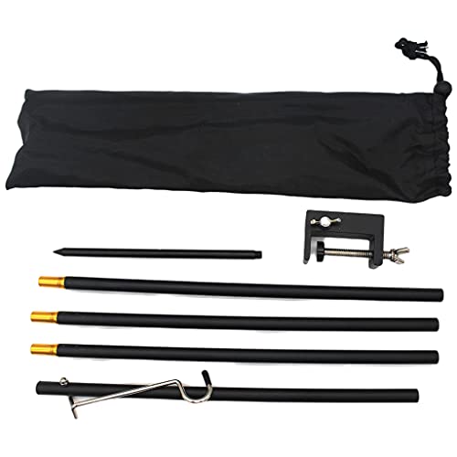 freneci ランタンスタンド ランタンホルダー クランプ式 ランタンフック付き 組み立て式 ライトスタンド 屋外 - 4セクションブラック