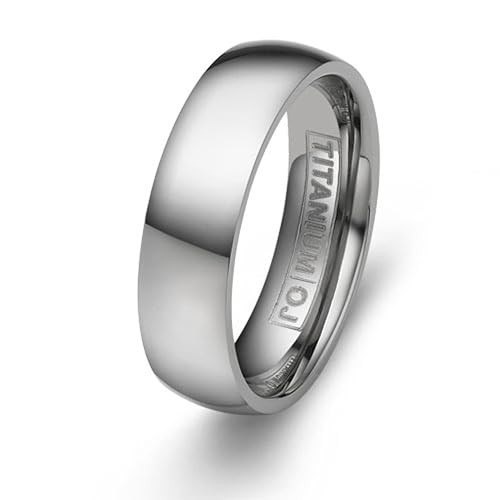 Titanium Wedding Rings for Couples Domed Surface Polish Finished Wedding Band Engraving Service Comfort Fit SZ 5-12
