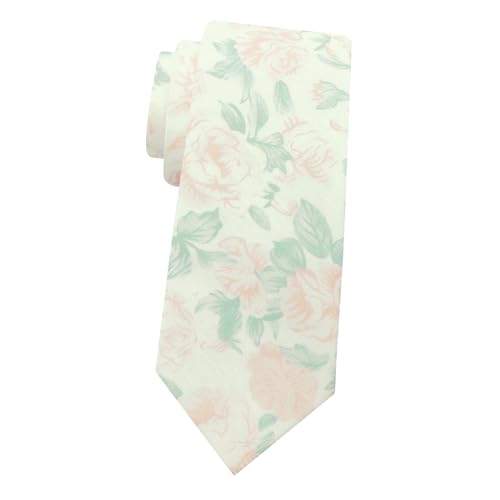 Image of Mantieqingway Men's Skinny Tie, Cotton Floral Ties for Men Wedding Necktie for Groom, Groomsmen, Missions, Dances