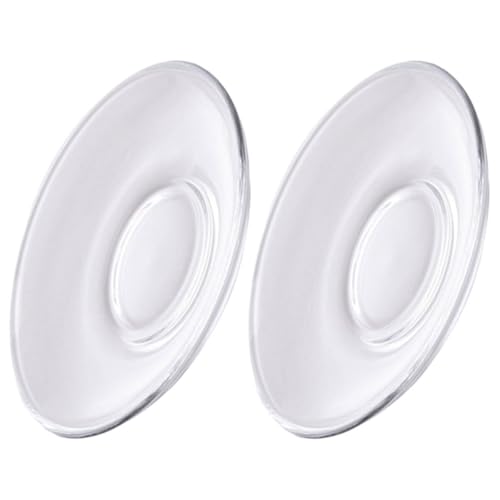 TOVINANNA 2 Pezzi Piattino in Vetro Trasparente Rotondo 8,5 CM, Sottobicchiere da tè Pratico per Casa, Ristoranti e Sale da tè, Lastre di Vetro Resistenti e Decorazioni per Riutilizzabile