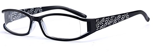 4sold Feuilles Slim Mosaic Lunettes de Lecture/de vue 0.00-0.50, 0.75, 1.00, 1.50, verre transparent (Black, 2.00)