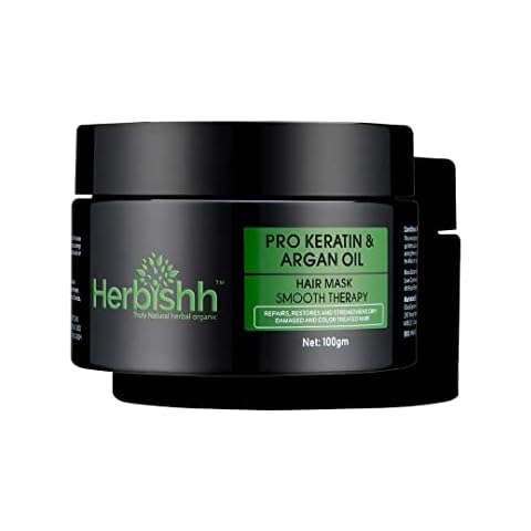 Herbishh Argan Hair Mask-Deep Conditioning & Hydration For Healthier Looking Hair for very Dry, Weak, Stressed Out Hair, No Sulphates, No Parabens (100gm) Cover