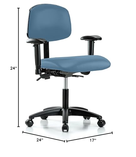 Image of Perch Multi-Task Office Chair with Adjustable Armrests | Desk Height 17-22 inch | Colonial Blue Vinyl