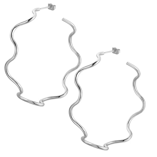 Hoop Earrings Women 316L Stainless Steel Women Fashion 40/50/60mm Wide Hoops Earring 18k Gold/Black Gun Plated Hip-hop Streetwear Jewelry SE0099G