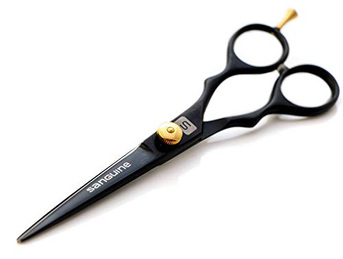 Professional Barber Shears, Hairdressing Scissors - 6 inch (15.2cm), Black + Presentation Case & Tip Protector