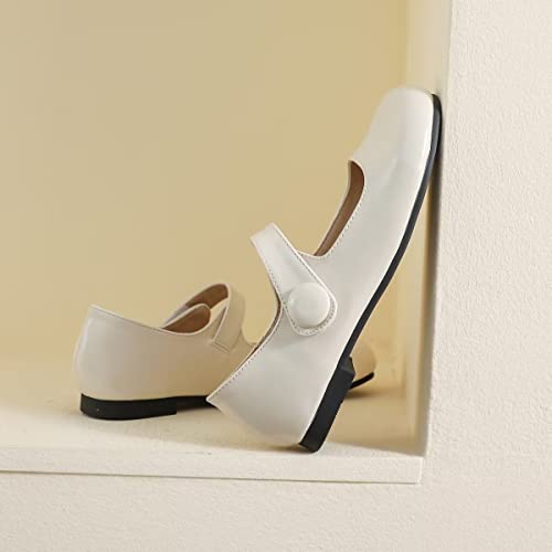 Image of LUXINYU Women's Slip on Flats,Classy Round Toe Solid Classic Mary Jane Ballet Dance Shoes Soft Comfortable PU Flat Shoes