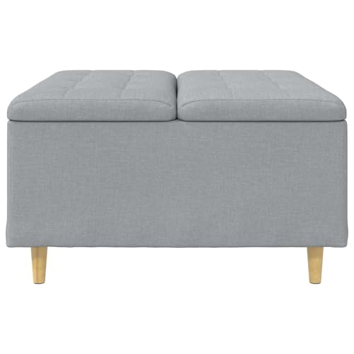 Tabouret de bar moderne ottomane de rangement tissu gris 80x80cm