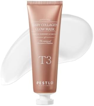 PESTLO Baby Collagen Glow Mask 2.36 fl.oz - Korean Peel Off Facial Mask Infused with Reallagen/T3 Vegan Collagen, Aginon, Volufiline for Hydrating, Firming, Glow, Glass Skin