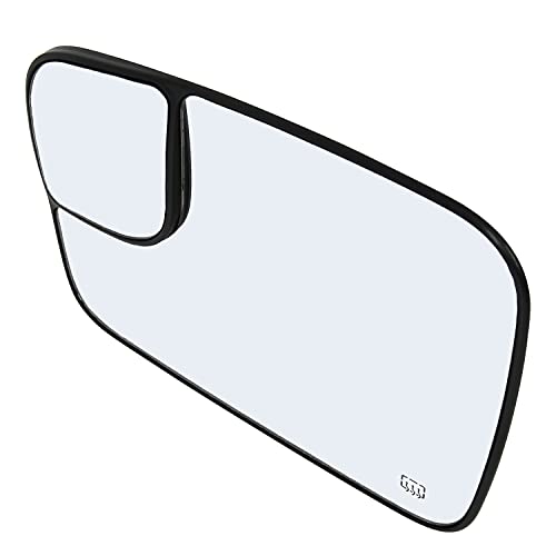 Driver Side Mirror Replacement Glass With Backing Plate Heated Compatible 2005-2009 Dodge Ram 1500 2500 3500 w Blind Spot Lens (Towing Tow Telescopic Telesoping)