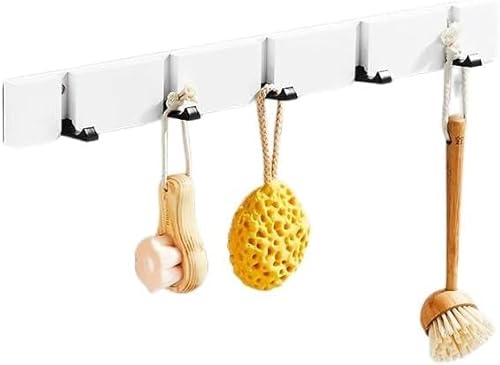壁掛け フック ハンガーフック ウォールハンガー 整理整頓 コート掛け 帽子掛け 洋服掛け 省スペース (ホワイト,5連 50cm)