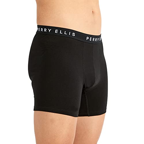 Perry Ellis mens Perry Ellis Men's Cotton Stretch Boxer Briefs, Tagless, No Roll Waistband, 5 Pack