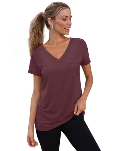 SUNBS 3 Pack Womens V Neck T Shirts Short Sleeve Tees Lightweight Summer Tops with Pocket3