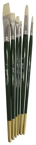 Image of Sax Olympia Interlocked Hog Hair Bristle Long Handle Paint Brushes, Assorted Sizes, Set of 6