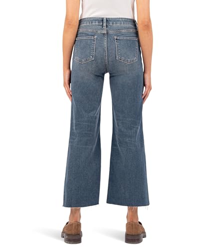 KUT from the Kloth Women's Meg High-Rise Fab Ab Wide Leg Raw Hem in Demure3
