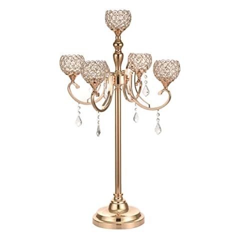Wocadle Gold 5 Arm Candelabras Centerpieces Cover