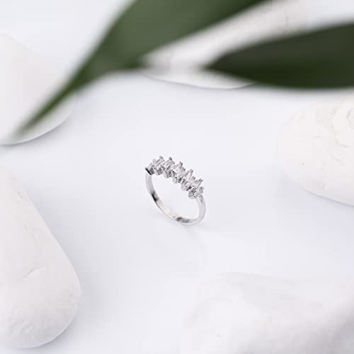 Genuine Solid 925 Sterling Silver Half Eternity Band Ring 5.5 mm set with Tapered Baguette Cut Simulated Diamond Infinite Elements Cubic Zirconia Clear Cz2