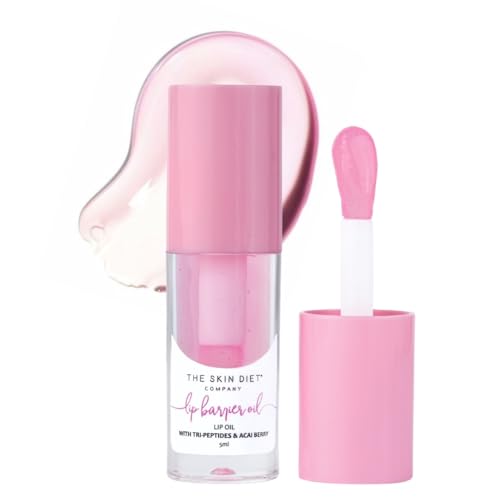 Lip Barrier Oil | 5ml | Hydrating & Plumping Lip Oil for Dry & Pigmented Lips | With Acai Berry, Jojoba, Avocado & Tripeptides | Glossy, Non-Sticky, Vegan Lip Care