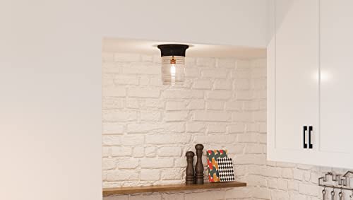 Image of Design House 587238 Jelly Jar 1-Light Indoor /Outdoor Flush Mount Ceiling Light, Oil Rubbed Bronze (Pack of 2)