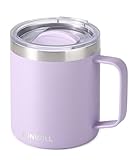 SUNWILL Travel Coffee Mug with Lid, Insulated Tumbler with Handle, 14 oz Stainless Steel Cup for Home, Office, Camping, Powder Coated Orchid