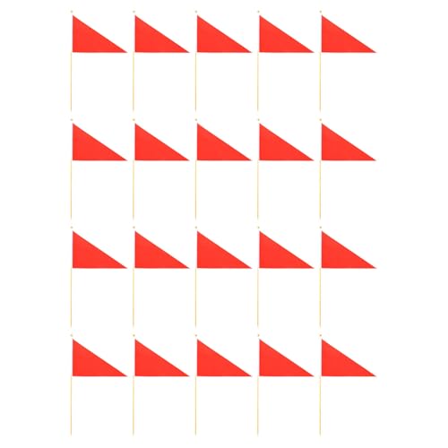 Banderas triangulares rojas para marcar terrenos en encuestas de sitio y proyectos de campo