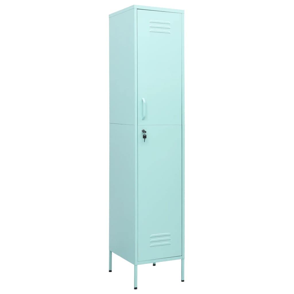 Armadio in acciaio con 4 ripiani e serratura, moderno, per ufficio, palestra, scuola e archivio, 35 x 46 x 180 cm, colore: verde menta