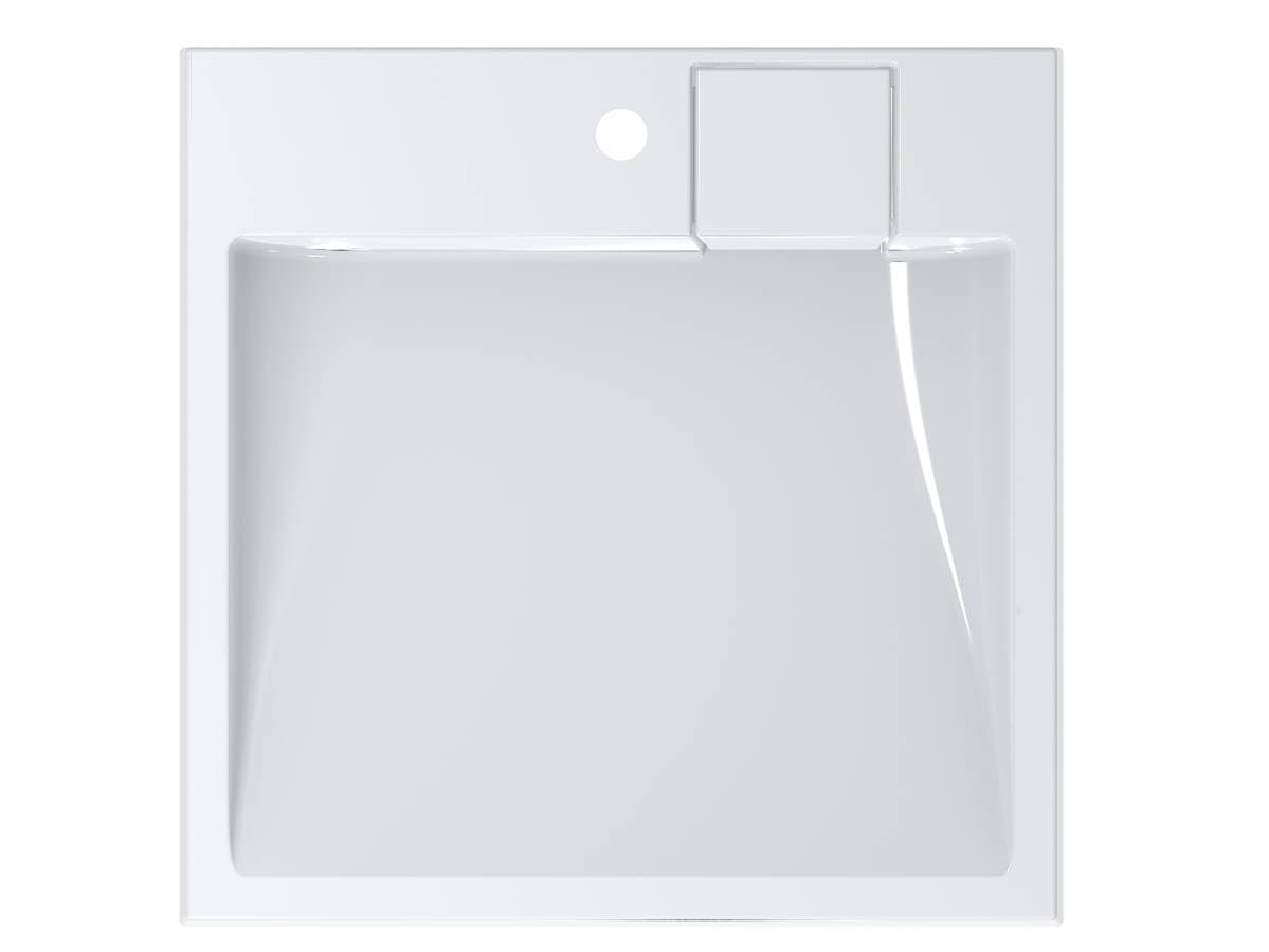 Lavabo TALLINN piedra, suspendido pared sobre lavadora. L60xW60x12 cm, peso 19 kg. Material: mezcla de materiales minerales naturales y resina. Superficie brillante extremadamente solido