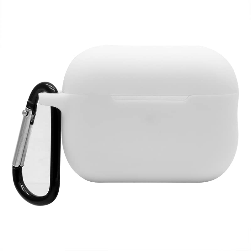 JMF TechCase compatible with AirPods Pro 2 Gen Cover Portable Silicone Skin Protective Cover with Keychain (Support Wireless Charging) for AirPods Pro 2nd Generation 2022 (White)