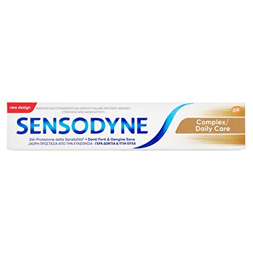 Sensodyne Dentifricio Complex, Denti sensibili, Aiuta a controllare la formazione della placca per Denti Forti & Gengive Sane, Uso Quotidiano, 75ml