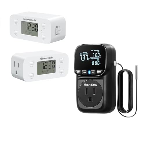 DEWENWILS 2 Pack 24 Hour Programmable Digital Timer Outlet, Digital Temperature Controller