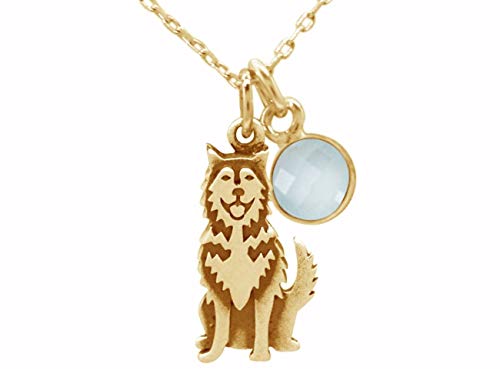 Preisvergleich Produktbild Gemshine Halskette Siberian Husky - Alaskan Malamute Schlitten Hund, Chalcedon Anhänger. 925 Silber, vergoldet oder rose. Haustier Herrchen, Frauchen, Made in Spain, Metall Farbe:Silber vergoldet