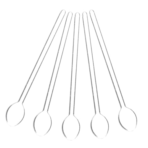 CHILDWEET 5pcs High Temperature Glass Spoon Espresso Spoons Bar Long Spoon Coffee Mixing Spoon Drink Stirring Rod Cocktail Mixing Spoon Cocktail Shaker Spoon Clear Cocktail Spoons Tea Spoon