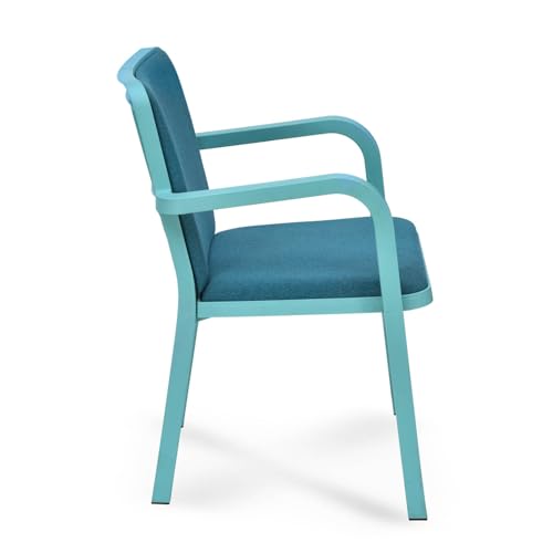 Image of Nilkamal Luxe Full-Back Cushioned Plastic Arm Chair | Stackable Chair | for Home, Living Room, Office, Outdoor, Balconies | Sapphire Blue