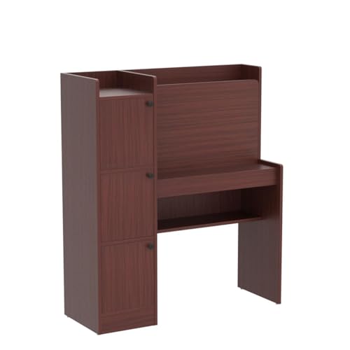Image of Green Soul Nile Study Table| Writing and Computer Desk for Students, Adults, and Professionals | Engineered Wood | Safeli Brown|3 cabinets, 3 Shelves| 3 Year Warranty Installation Provided