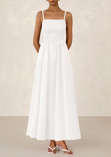 PRETTYGARDEN Women's Smocked Maxi Dresses 2025 Summer Beach Sundress Casual Spaghetti Strap Swing A Line Long Flowy Dress4