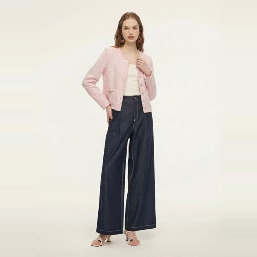 Image of GOELIA Women Wool Blend Lightweight Cardigan Sweaters 2026 Spring Business Casual Solid Long Sleeve Knitted Cardigan Top