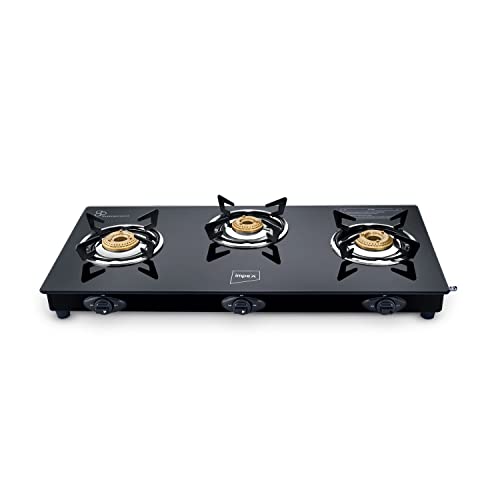 Impex Specta 3B Ignite Glass Top 3 Burner Stove (Black), Auto Ignition
