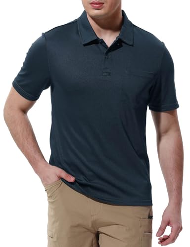 Image of Rdruko Men's Polo Shirts Short Sleeve Quick Dry Outdoor Golf Sports Shirts with Pocket
