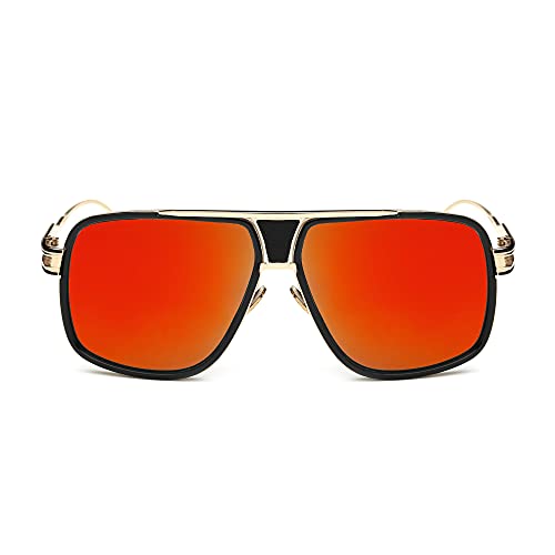 Image of Aviator Sunglasses for Men Retro Fashion Gold Oversized 70s shades