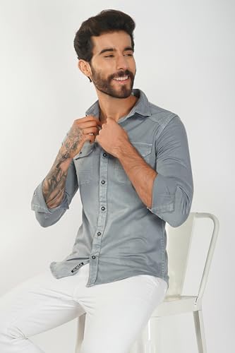 Image of Men's Denim Shirt | Heavy Quality Shirt | Full Sleeves | Regular Fit | Casual Shirt | Spread Collar | Double Pocket | Trendy & Stylish | Soft Fabric