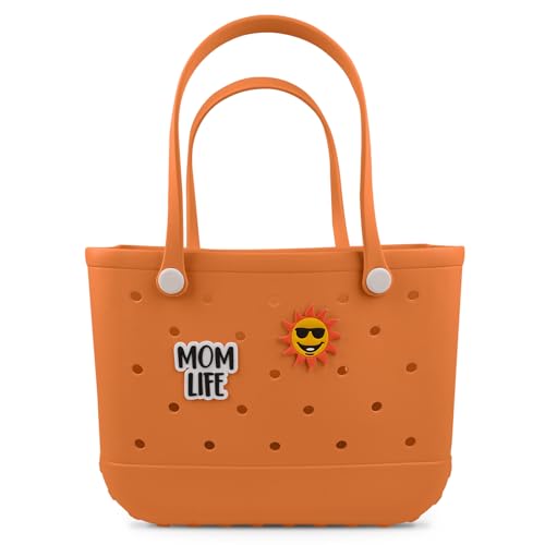 Beach Rubber Bag Tote Bag -Extra Large Waterproof Travel Women Handbag with Charms for Sports Beach Pool Groceries