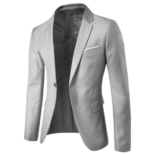 Men's Solid Color Basic One Button Blazer, Long Sleeve Slim Fit Formal Suit Jackets Fashion Wedding Party Tops2