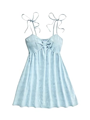 Image of SOLY HUX Women's Summer Cami Sun Dress A Line Tie Shoulder Y2k Cute Casual Short Mini Beach Babydoll Dresses