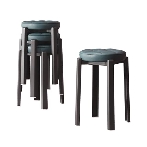 Genérico Taburete Apilable De Plástico,Juego De 4 Taburetes Apilables Portátiles Redondos,Taburete Sin Respaldo,Asientos For El Hogar,Jardín,Sala De Trabajo(Color-6)
