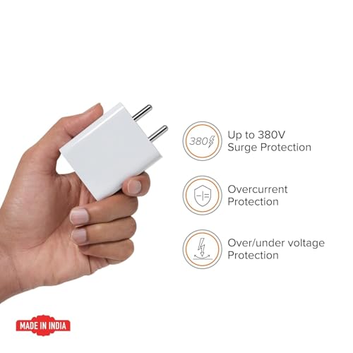 Image of 33w Rapid Charger Adapter with USB-C Cable, Quick Charge 3.0 Power Adapter Compatible with Redmi Note Series, Poco, Mi, Any Type C Devices - with Power Delivery (White)