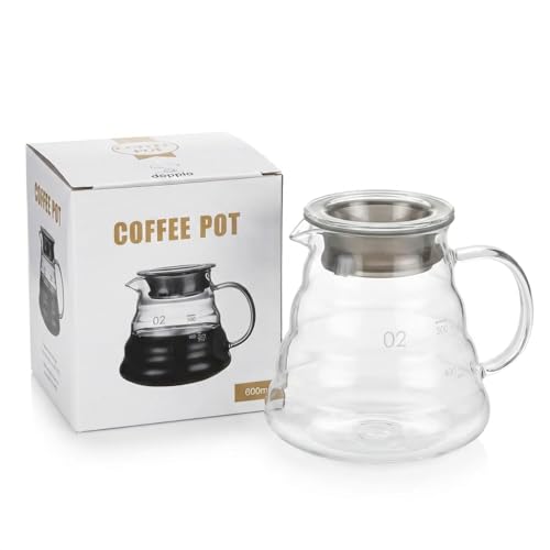 Image of Doppio Glass Coffee Server 600ml - Premium Borosilicate Carafe for Pour Over & Drip Brewing