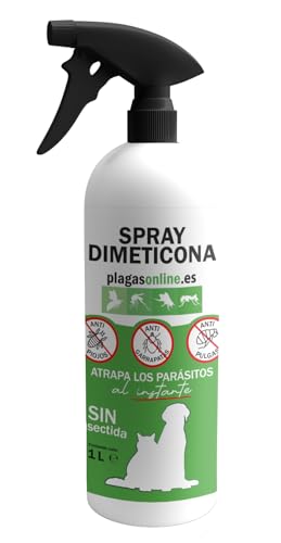 Dimeticona 1L Spray Antiparasitario para Perros y Gatos, Antipulgas, Garrapatas y Piojos - Protector de Insectos sin Pesticidas.